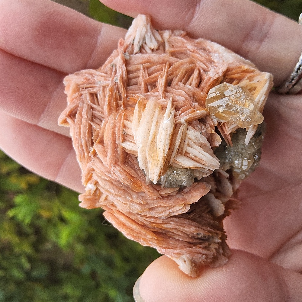 Large Cerussite with Bladed Orange & White Barite on Galena